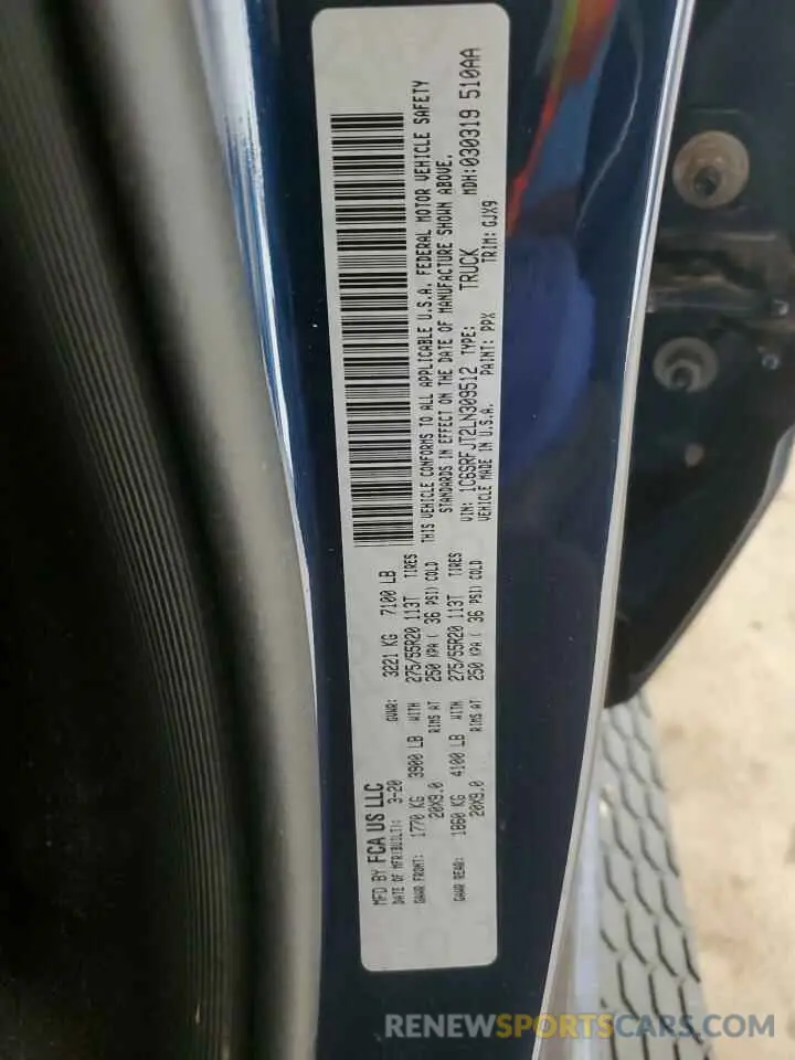 12 fotografías del automóvil dañado 1C6SRFJT2LN309512 RAM 1500 2020