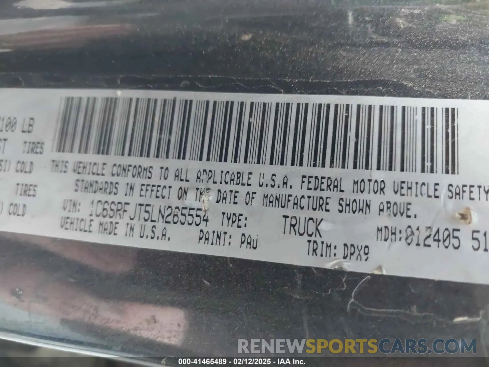 9 fotografías del automóvil dañado 1C6SRFJT5LN265554 RAM 1500 2020