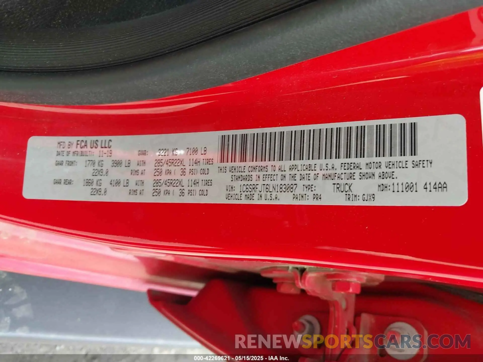 9 fotografías del automóvil dañado 1C6SRFJT6LN183087 RAM 1500 2020