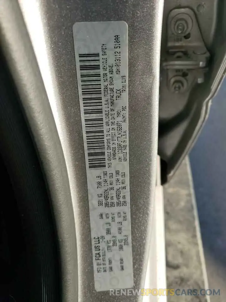 12 fotografías del automóvil dañado 1C6SRFJT7LN162071 RAM 1500 2020