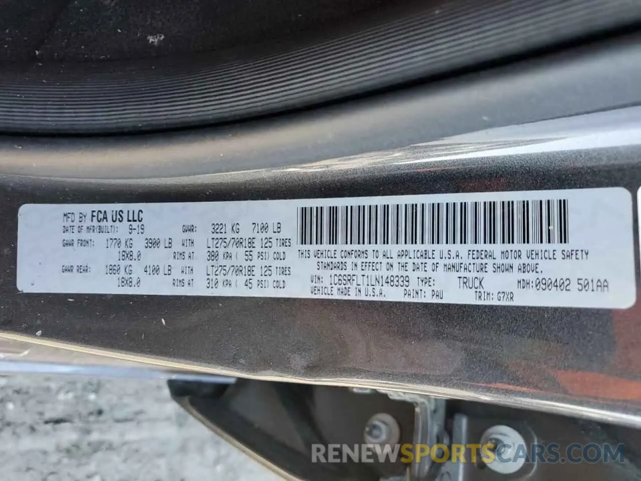 12 fotografías del automóvil dañado 1C6SRFLT1LN148339 RAM 1500 2020