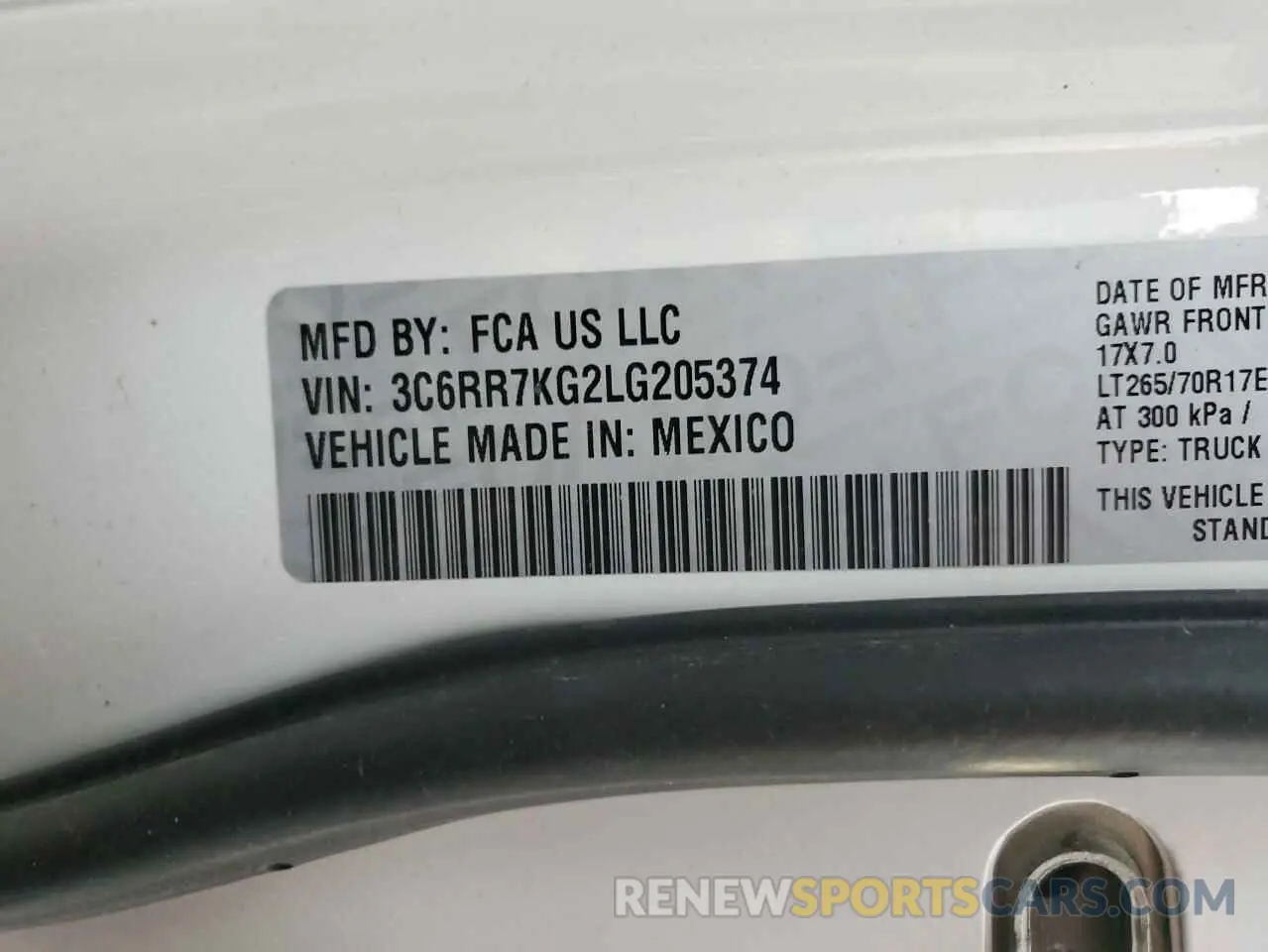 12 fotografías del automóvil dañado 3C6RR7KG2LG205374 RAM 1500 2020