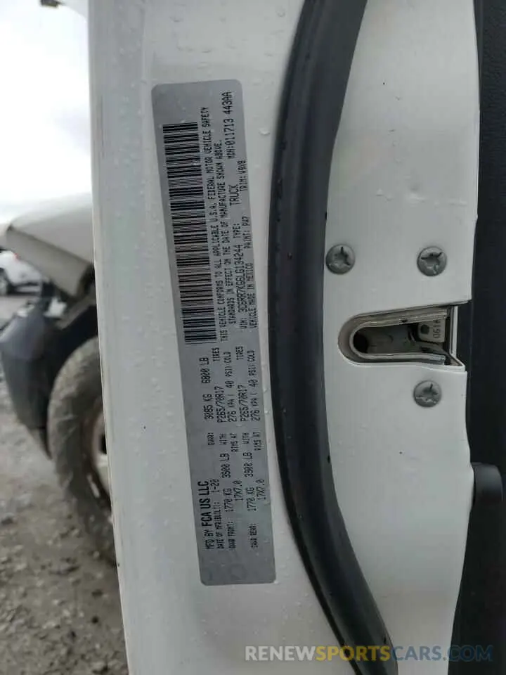 12 fotografías del automóvil dañado 3C6RR7KG6LG134244 RAM 1500 2020