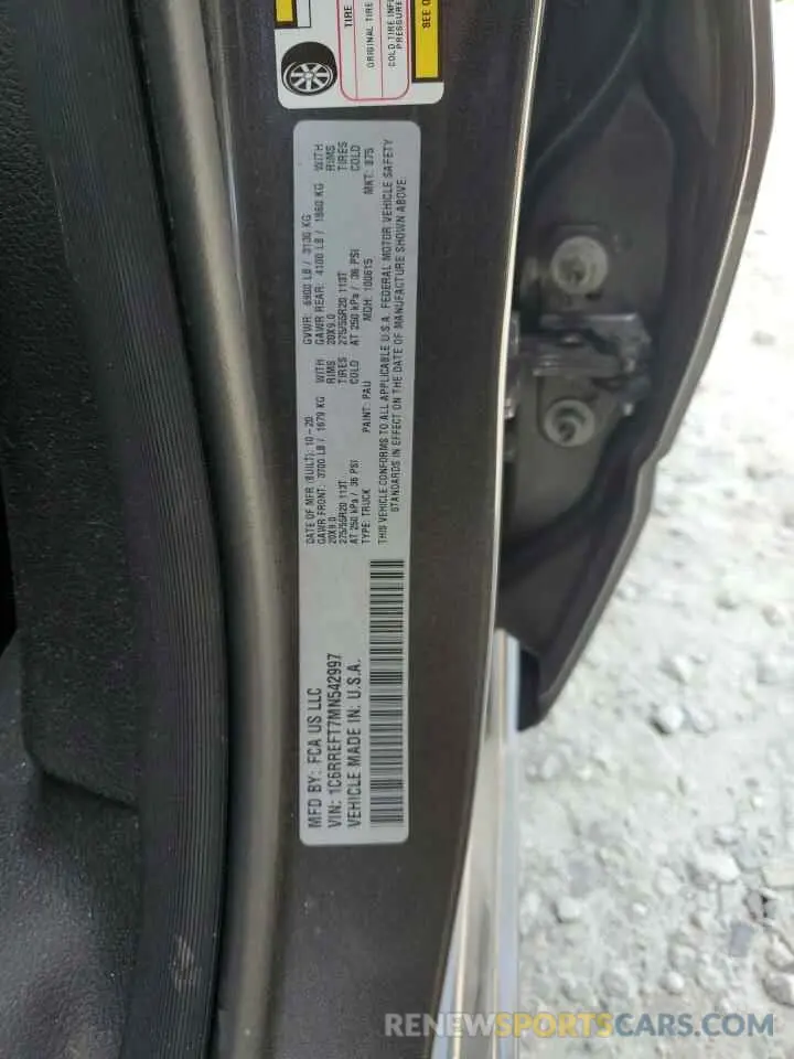 12 fotografías del automóvil dañado 1C6RREFT7MN542997 RAM 1500 2021