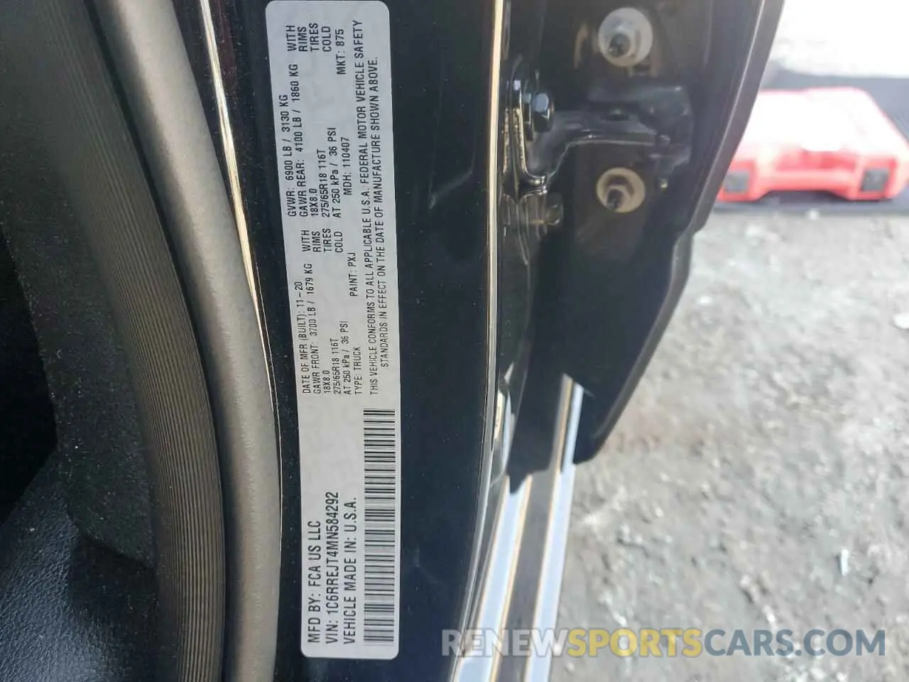12 fotografías del automóvil dañado 1C6RREJT4MN584292 RAM 1500 2021