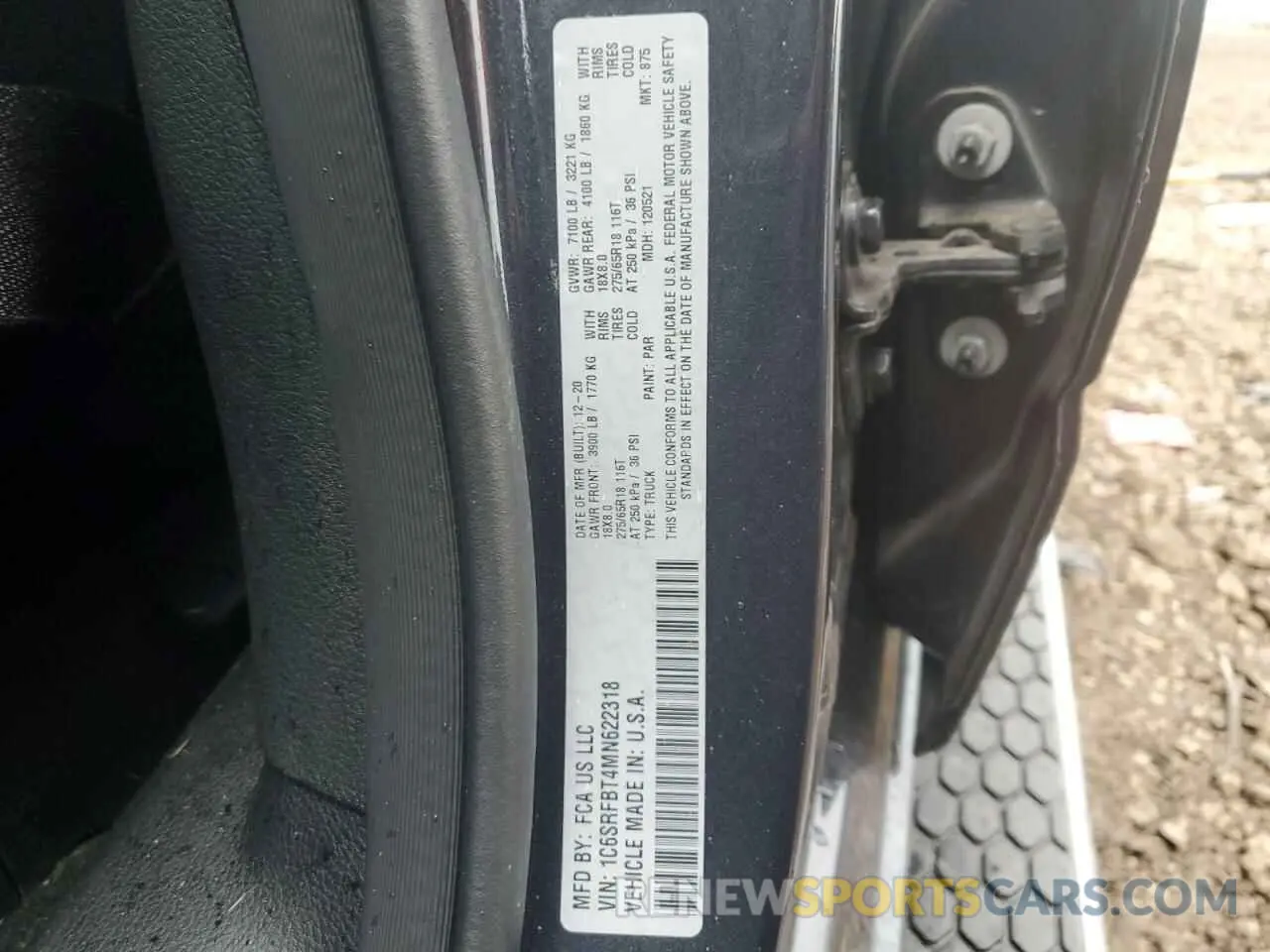 12 fotografías del automóvil dañado 1C6SRFBT4MN622318 RAM 1500 2021