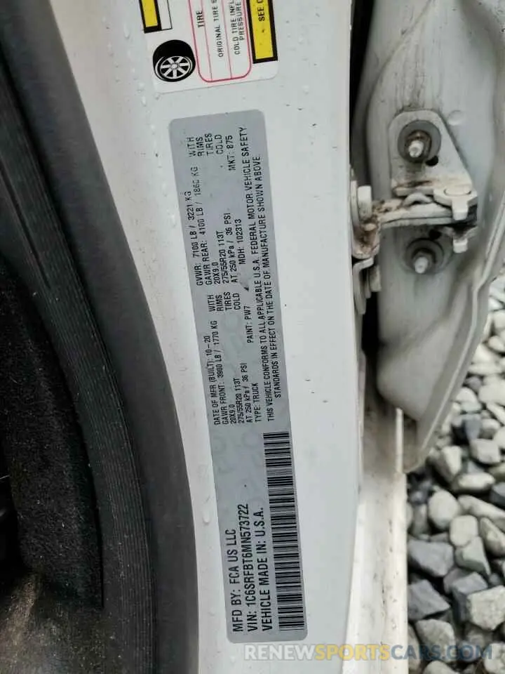 12 fotografías del automóvil dañado 1C6SRFBT6MN573722 RAM 1500 2021