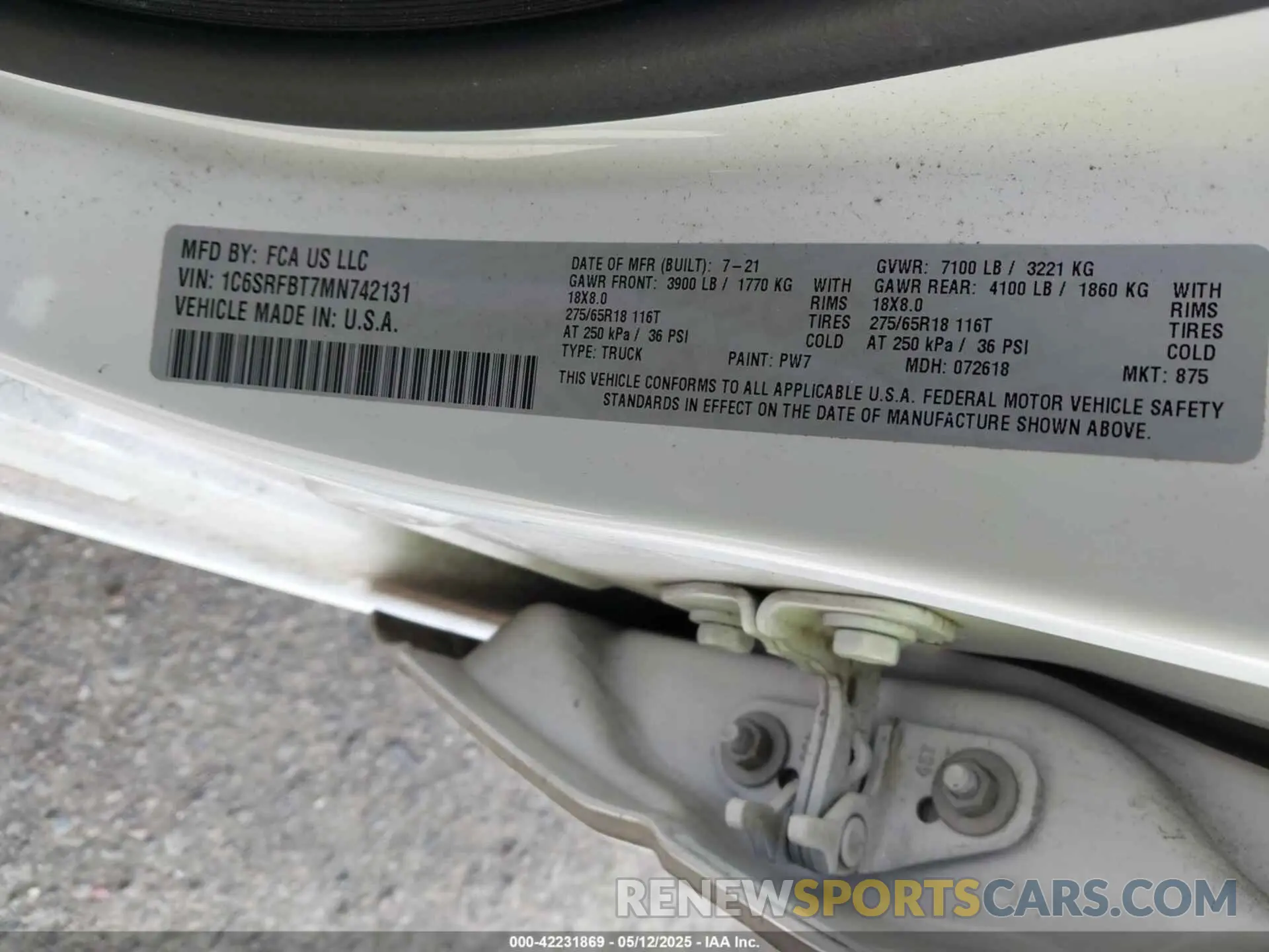 9 fotografías del automóvil dañado 1C6SRFBT7MN742131 RAM 1500 2021