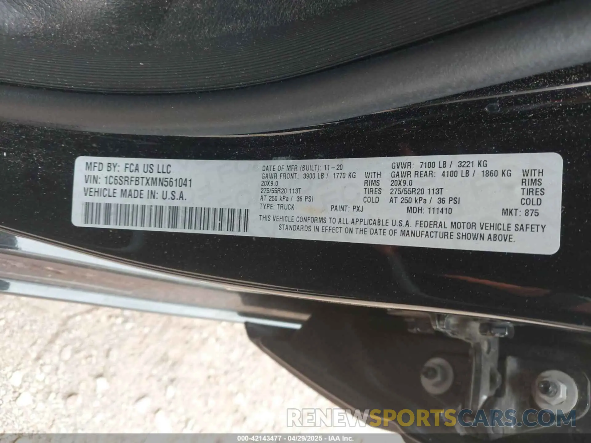 9 fotografías del automóvil dañado 1C6SRFBTXMN561041 RAM 1500 2021
