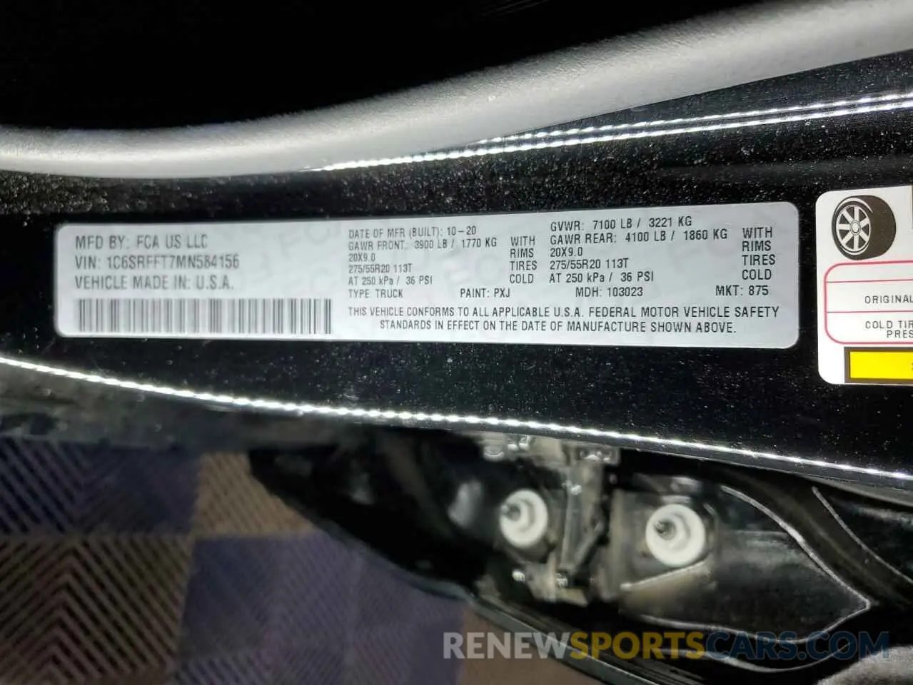 12 fotografías del automóvil dañado 1C6SRFFT7MN584156 RAM 1500 2021