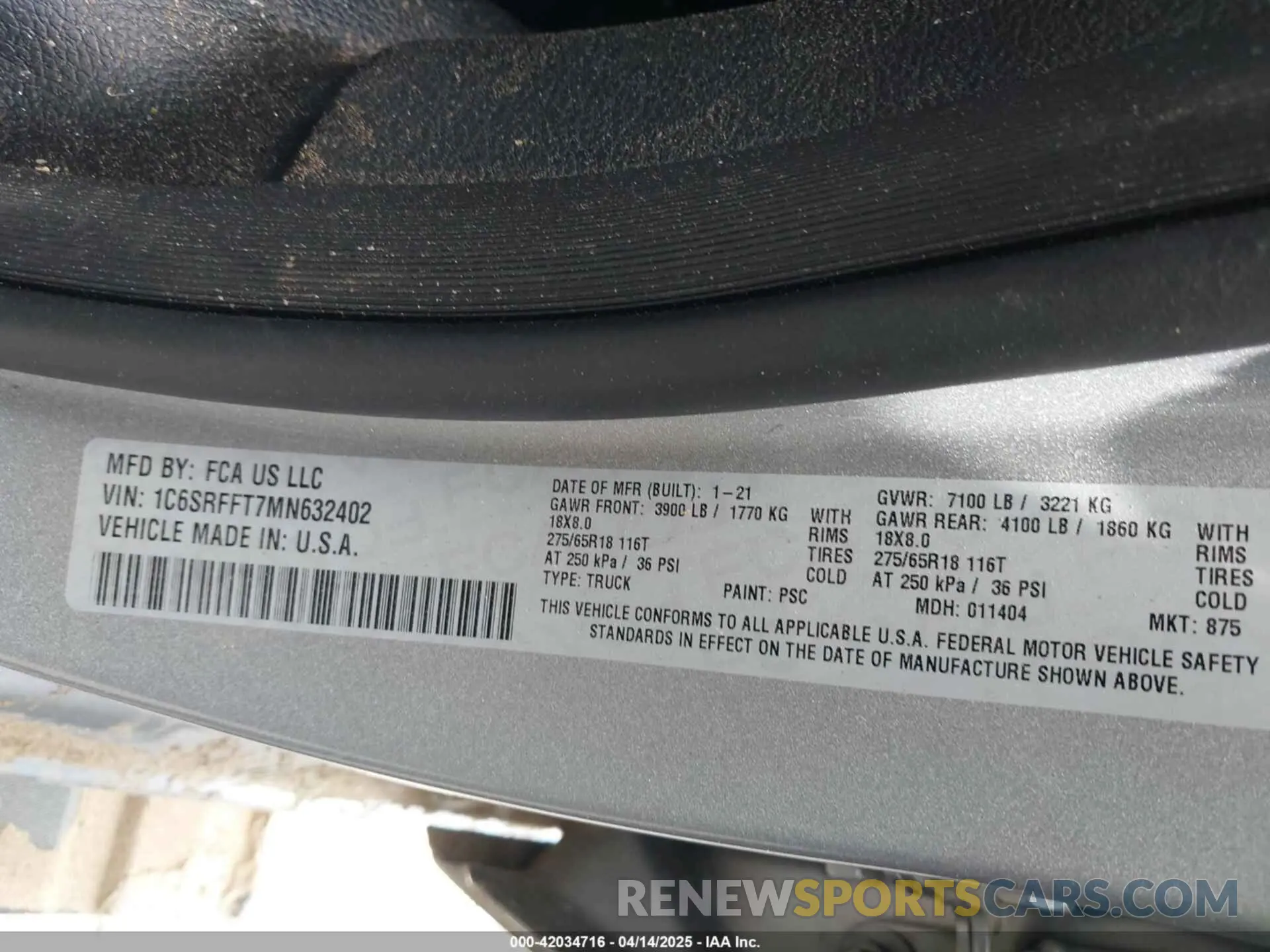 9 fotografías del automóvil dañado 1C6SRFFT7MN632402 RAM 1500 2021