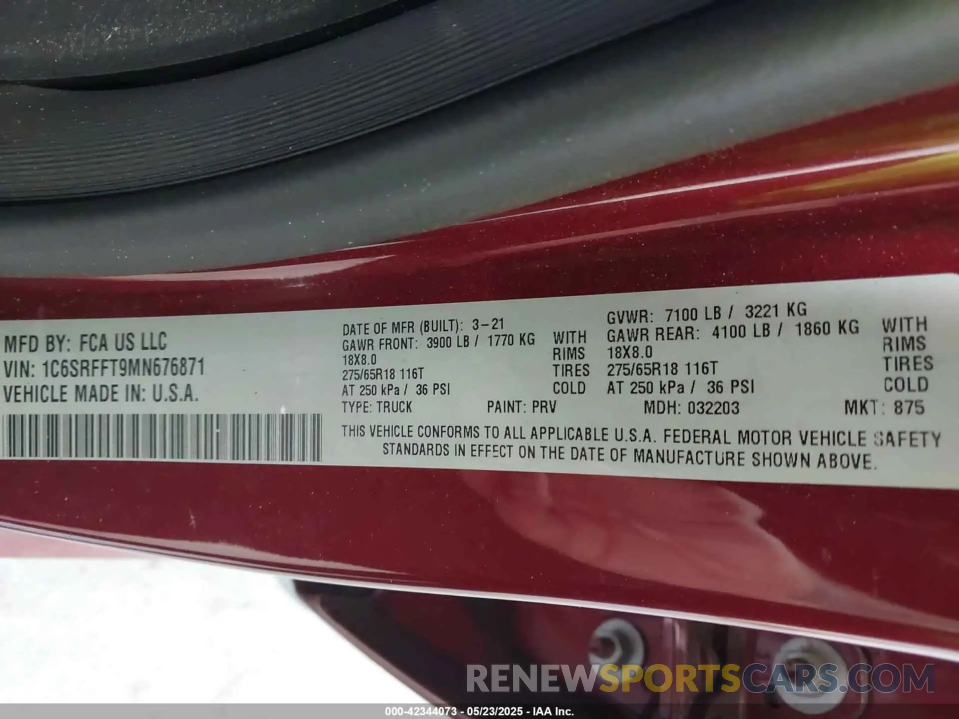 9 fotografías del automóvil dañado 1C6SRFFT9MN676871 RAM 1500 2021