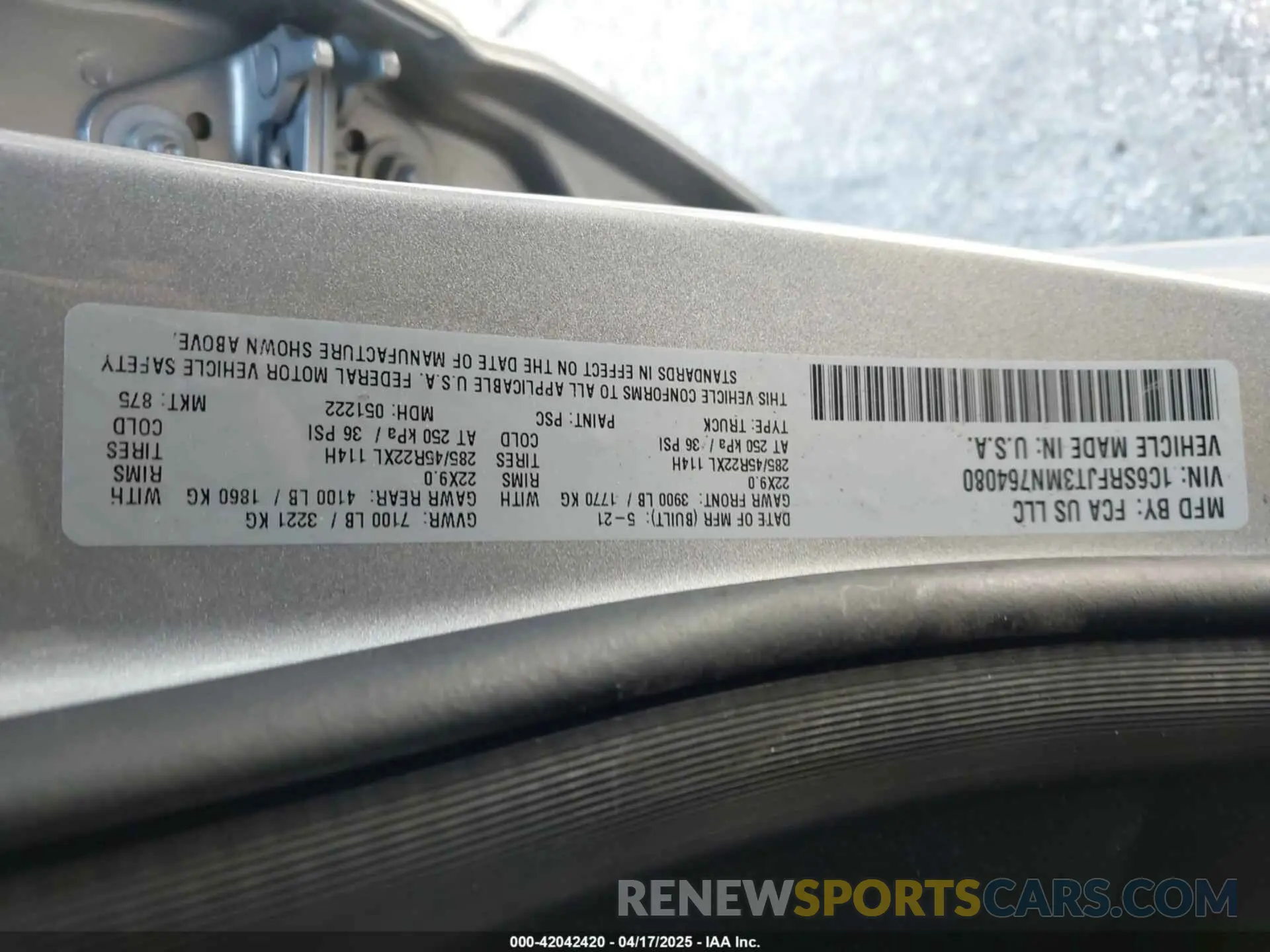 9 fotografías del automóvil dañado 1C6SRFJT3MN764080 RAM 1500 2021