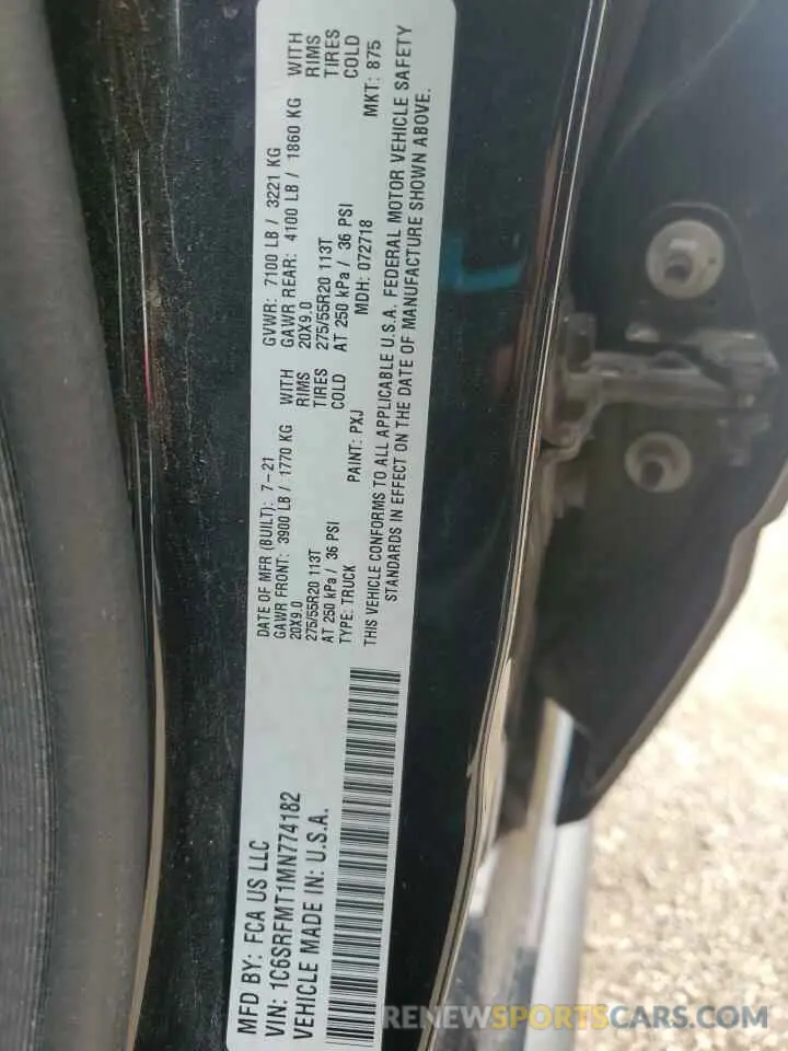 12 fotografías del automóvil dañado 1C6SRFMT1MN774182 RAM 1500 2021