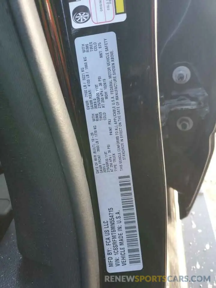 14 fotografías del automóvil dañado 1C6SRFMT6MN554715 RAM 1500 2021