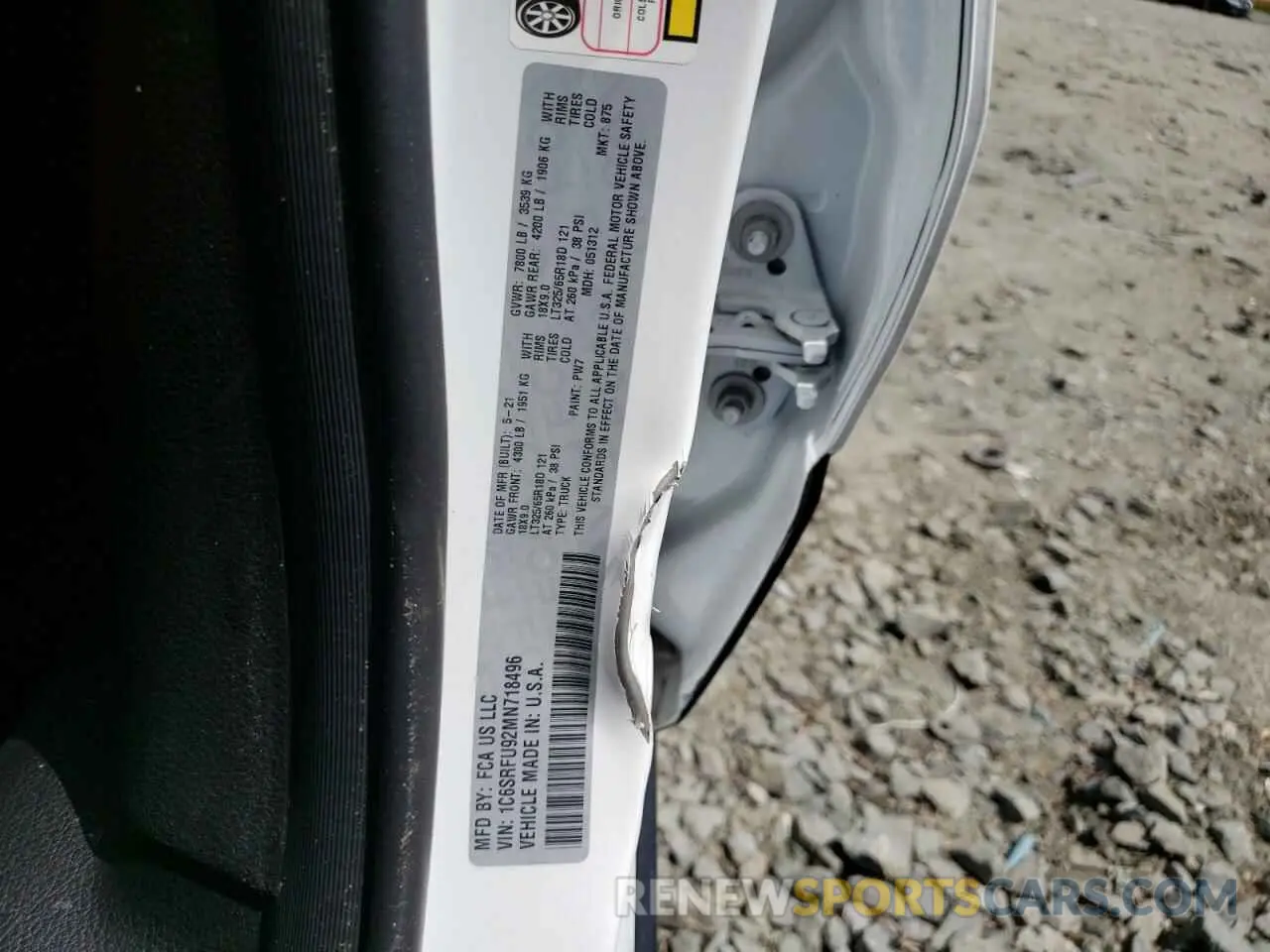 12 fotografías del automóvil dañado 1C6SRFU92MN718496 RAM 1500 2021