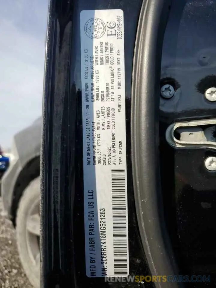 12 fotografías del automóvil dañado 3C6RR7KT8MG521263 RAM 1500 2021