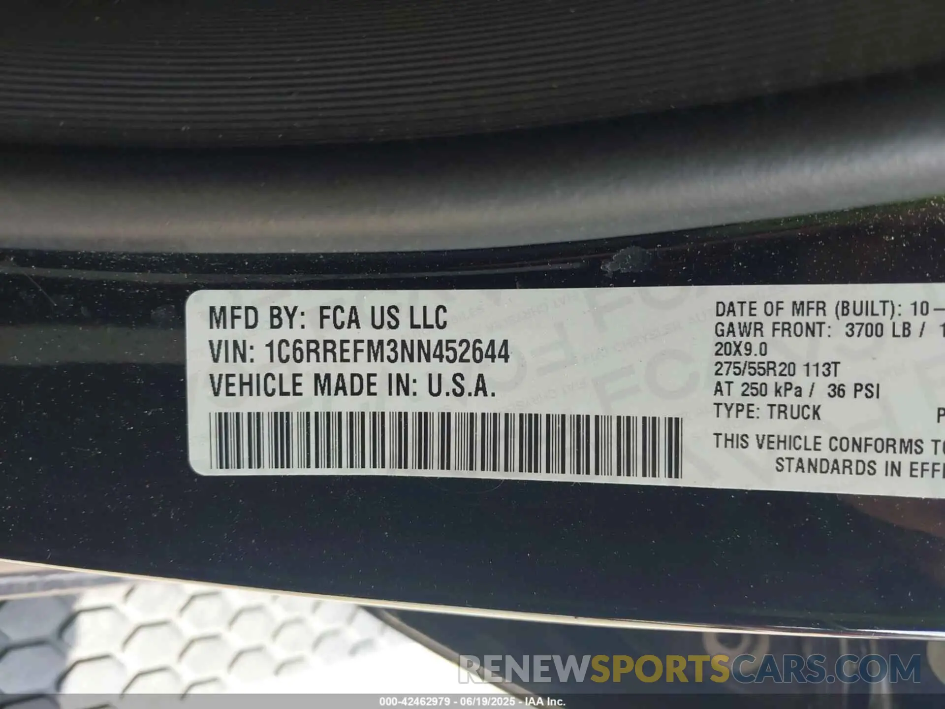 9 fotografías del automóvil dañado 1C6RREFM3NN452644 RAM 1500 2022