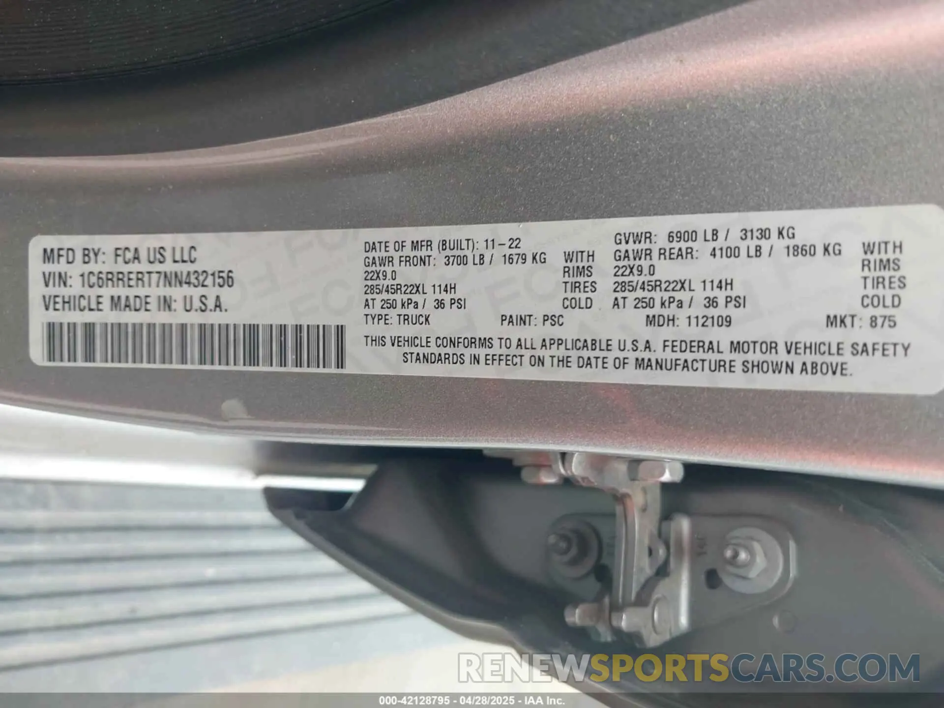 9 fotografías del automóvil dañado 1C6RRERT7NN432156 RAM 1500 2022
