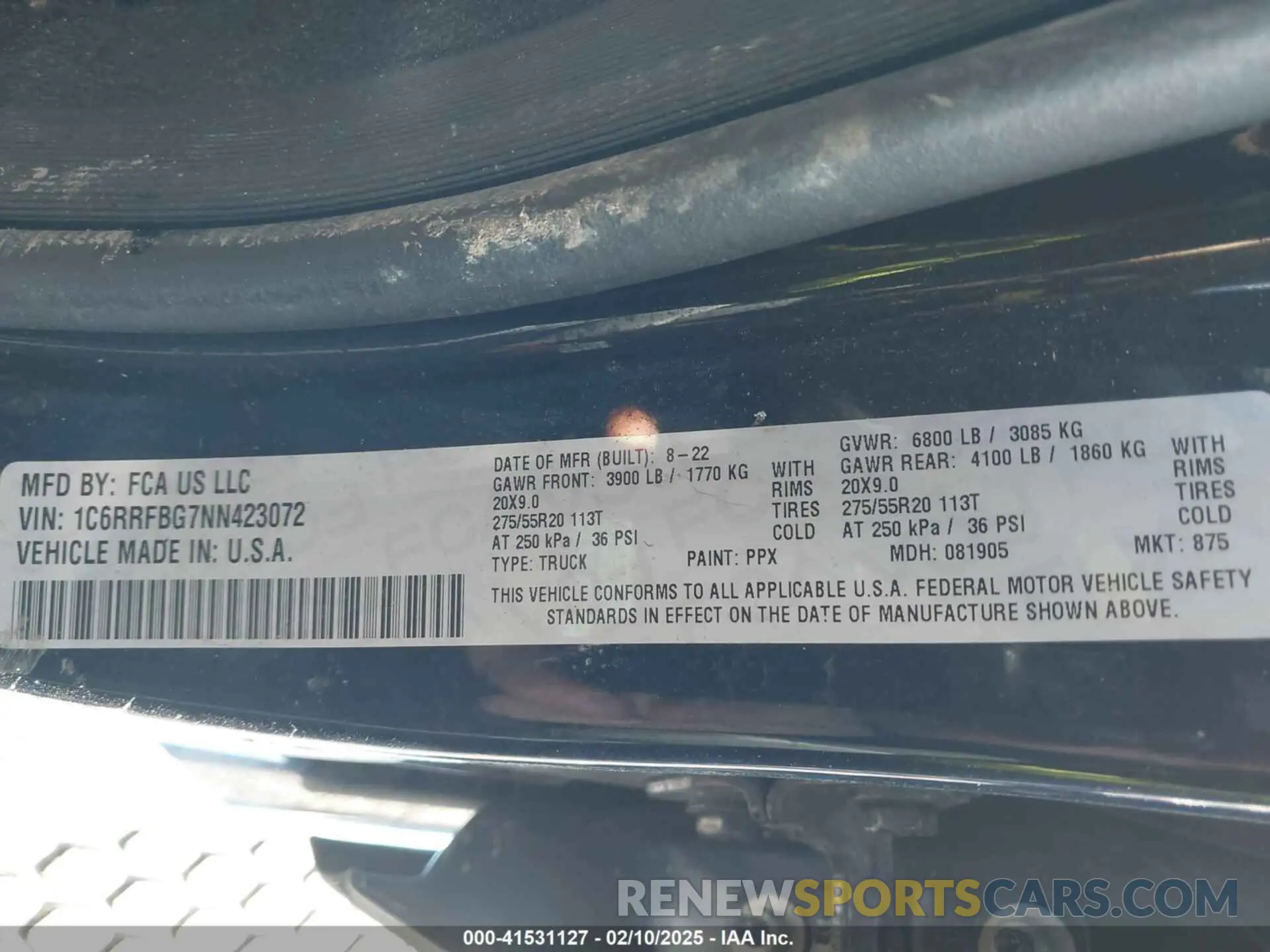 9 fotografías del automóvil dañado 1C6RRFBG7NN423072 RAM 1500 2022