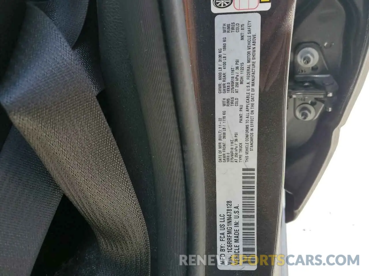 15 fotografías del automóvil dañado 1C6RRFMG1NN478128 RAM 1500 2022