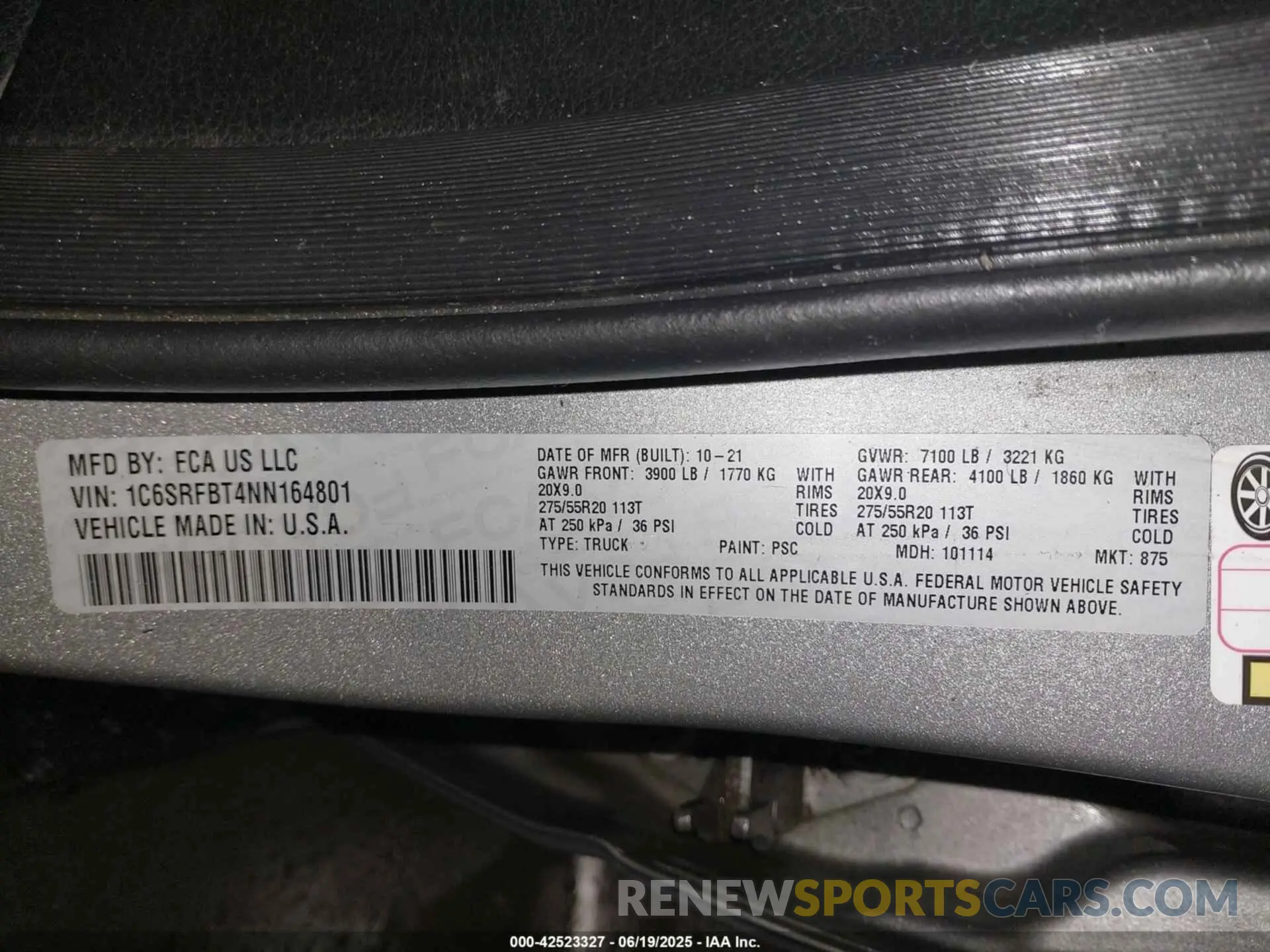 9 fotografías del automóvil dañado 1C6SRFBT4NN164801 RAM 1500 2022
