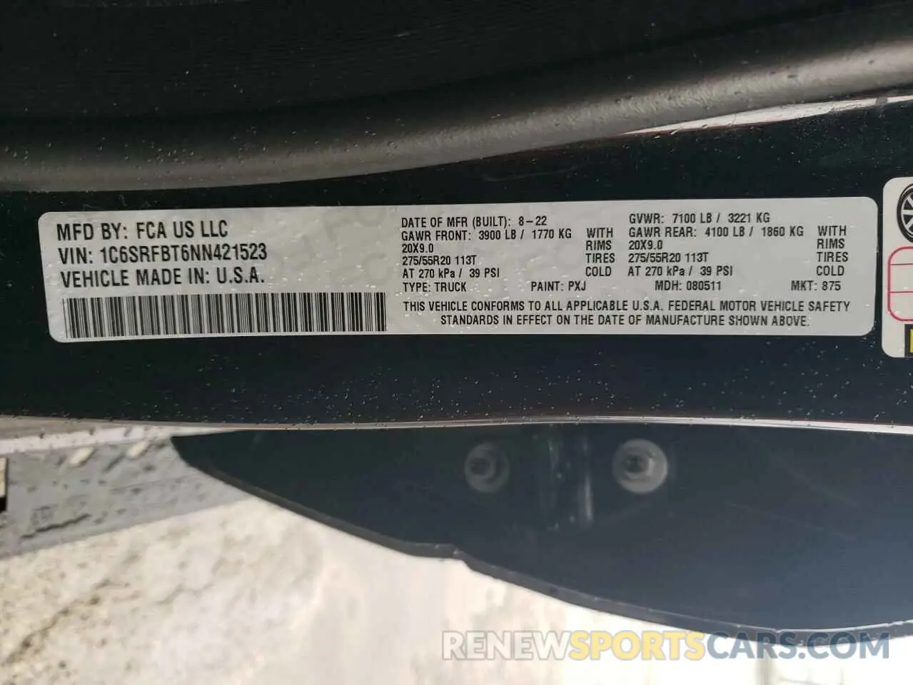 12 fotografías del automóvil dañado 1C6SRFBT6NN421523 RAM 1500 2022