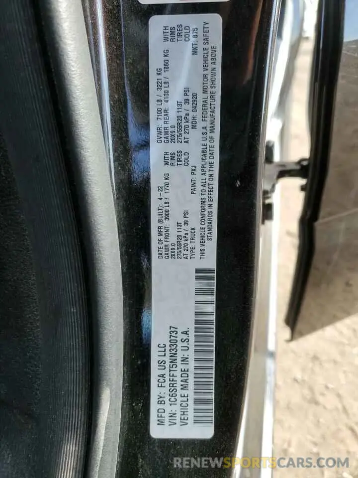 13 fotografías del automóvil dañado 1C6SRFFT5NN330737 RAM 1500 2022
