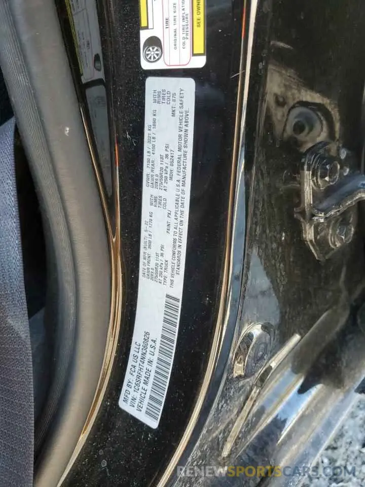 12 fotografías del automóvil dañado 1C6SRFHT4NN360826 RAM 1500 2022