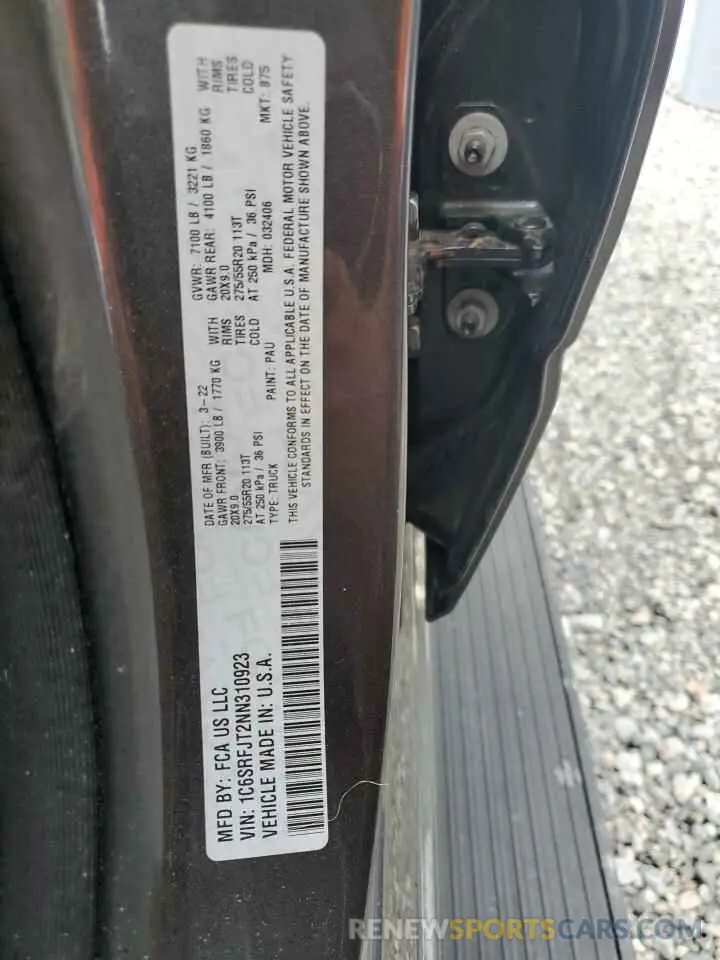 12 fotografías del automóvil dañado 1C6SRFJT2NN310923 RAM 1500 2022