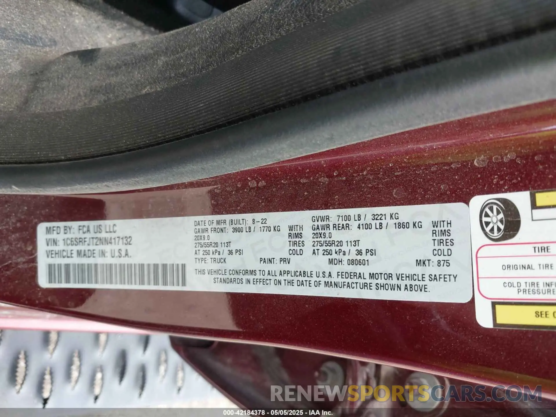 9 fotografías del automóvil dañado 1C6SRFJT2NN417132 RAM 1500 2022