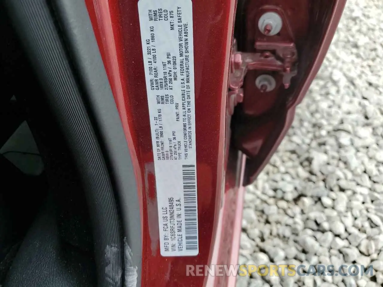 12 fotografías del automóvil dañado 1C6SRFJT3NN248495 RAM 1500 2022