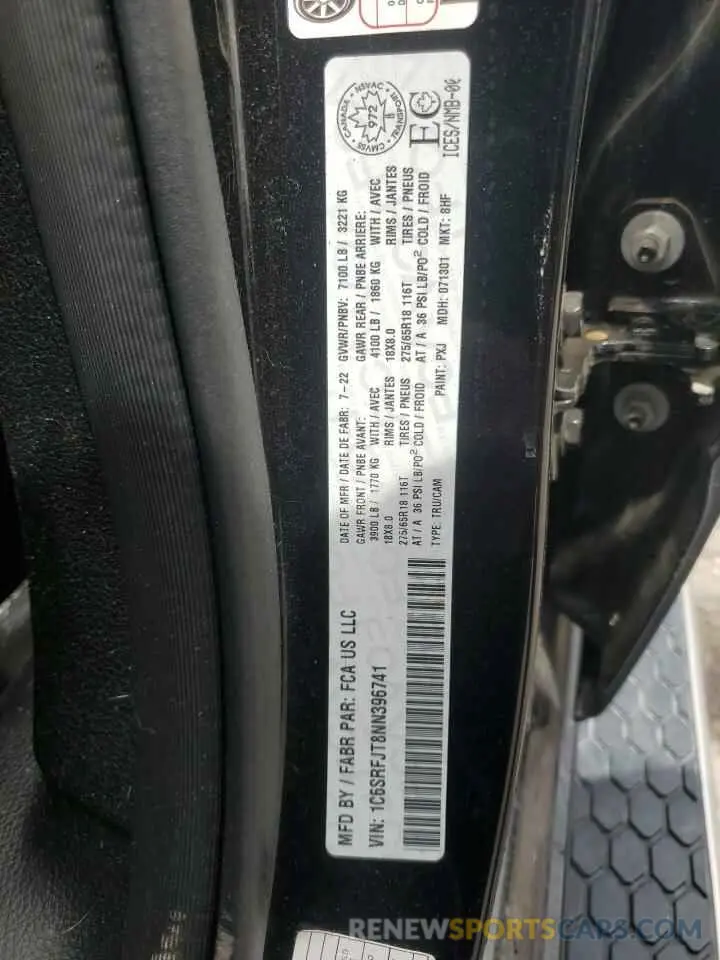 13 fotografías del automóvil dañado 1C6SRFJT8NN396741 RAM 1500 2022