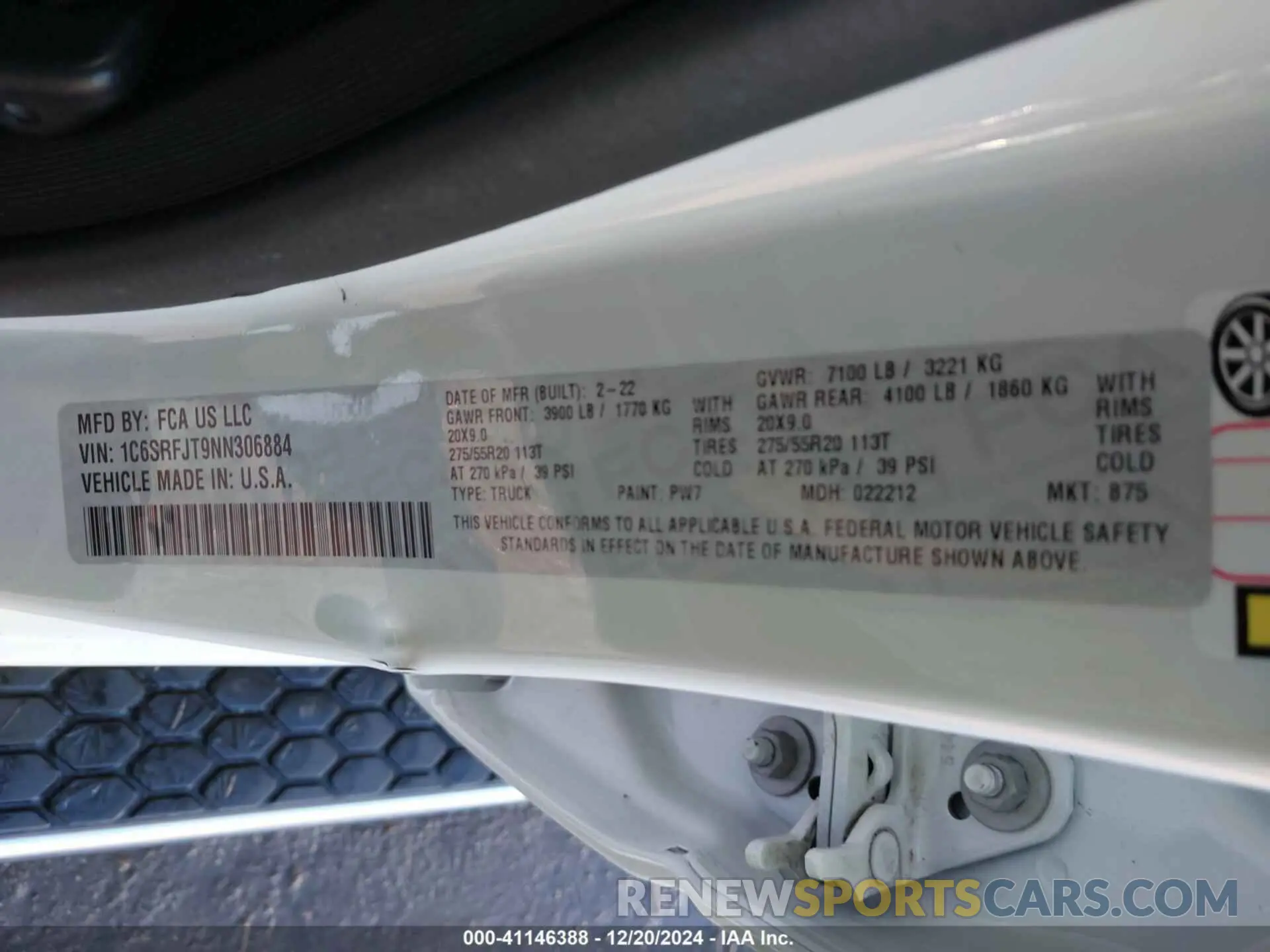 9 fotografías del automóvil dañado 1C6SRFJT9NN306884 RAM 1500 2022