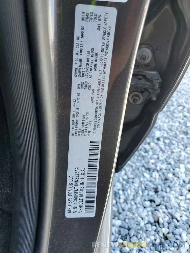 13 fotografías del automóvil dañado 1C6SRFLT1NN322669 RAM 1500 2022