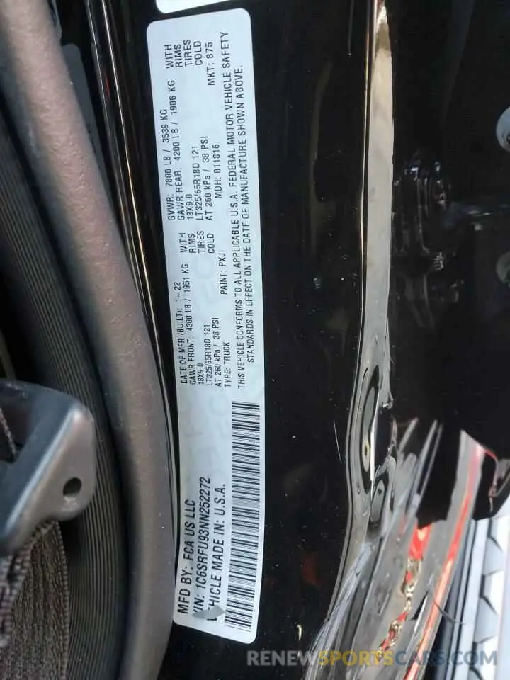12 fotografías del automóvil dañado 1C6SRFU93NN252272 RAM 1500 2022