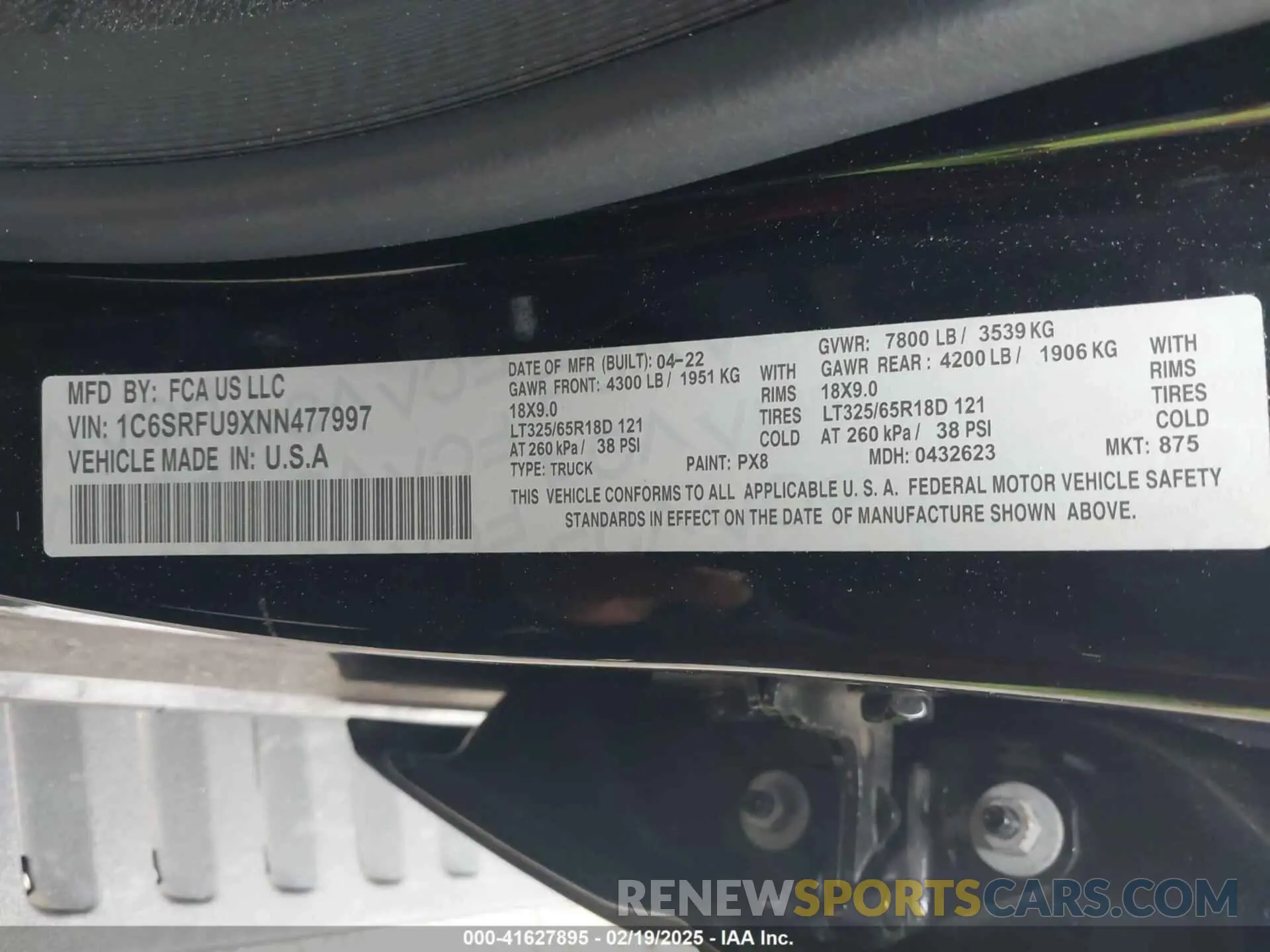 9 fotografías del automóvil dañado 1C6SRFU9XNN476106 RAM 1500 2022