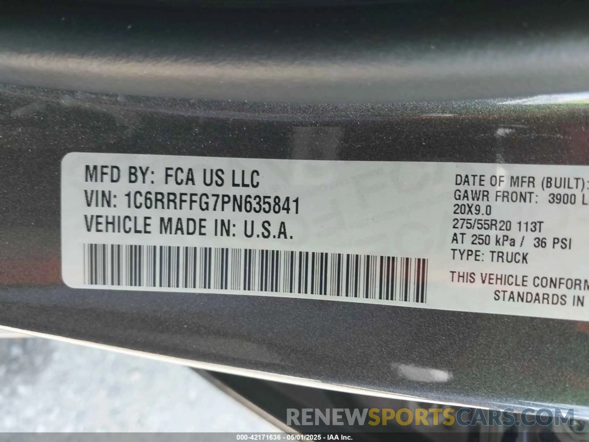 9 fotografías del automóvil dañado 1C6RRFFG7PN635841 RAM 1500 2023