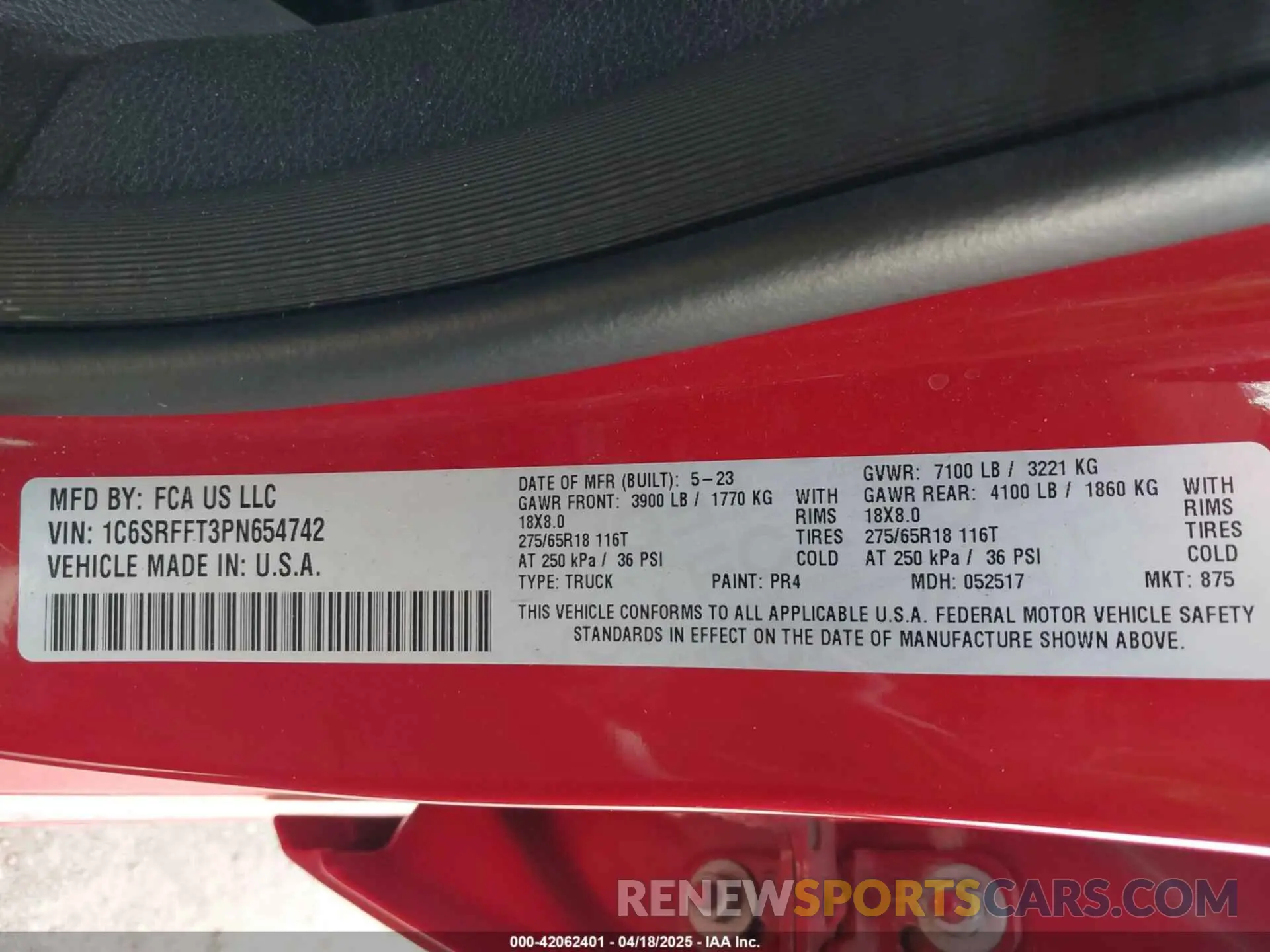9 fotografías del automóvil dañado 1C6SRFFT3PN654742 RAM 1500 2023