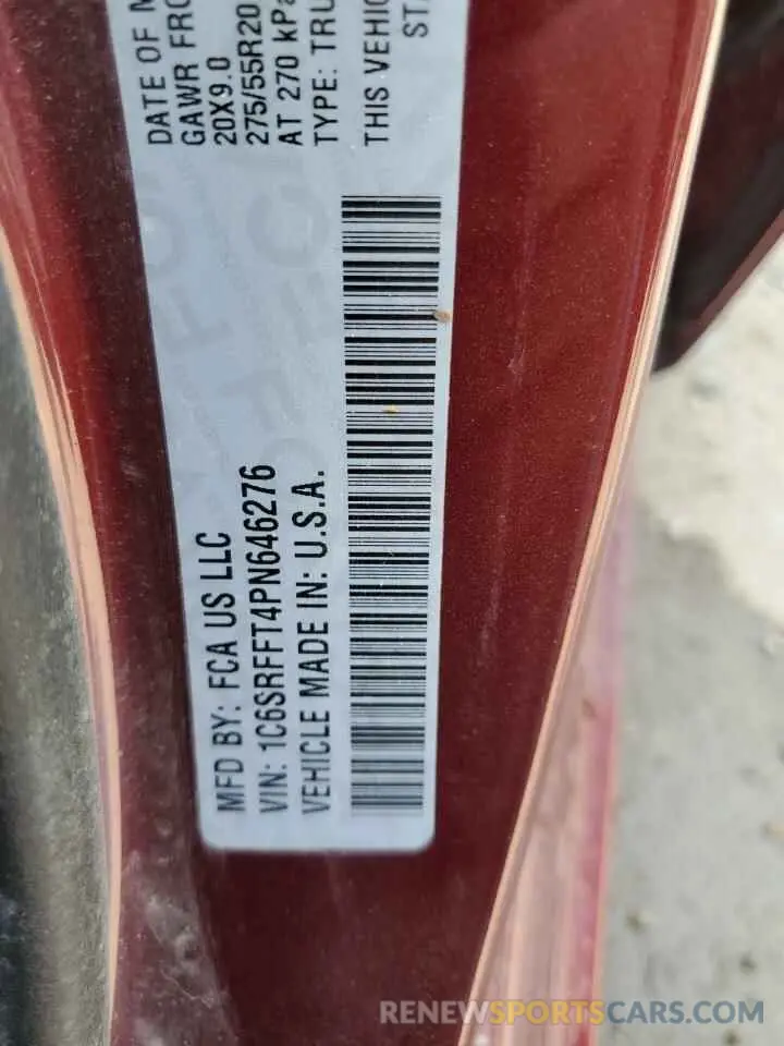 12 fotografías del automóvil dañado 1C6SRFFT4PN646276 RAM 1500 2023