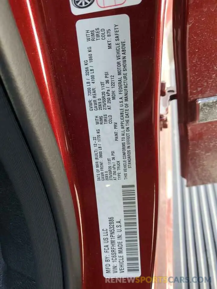 12 fotografías del automóvil dañado 1C6SRFHM1PN532886 RAM 1500 2023