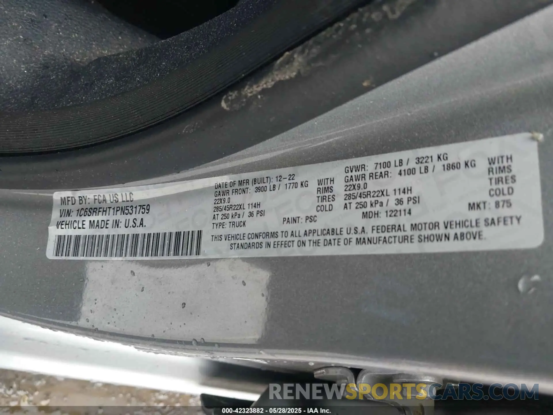 9 fotografías del automóvil dañado 1C6SRFHT1PN531759 RAM 1500 2023