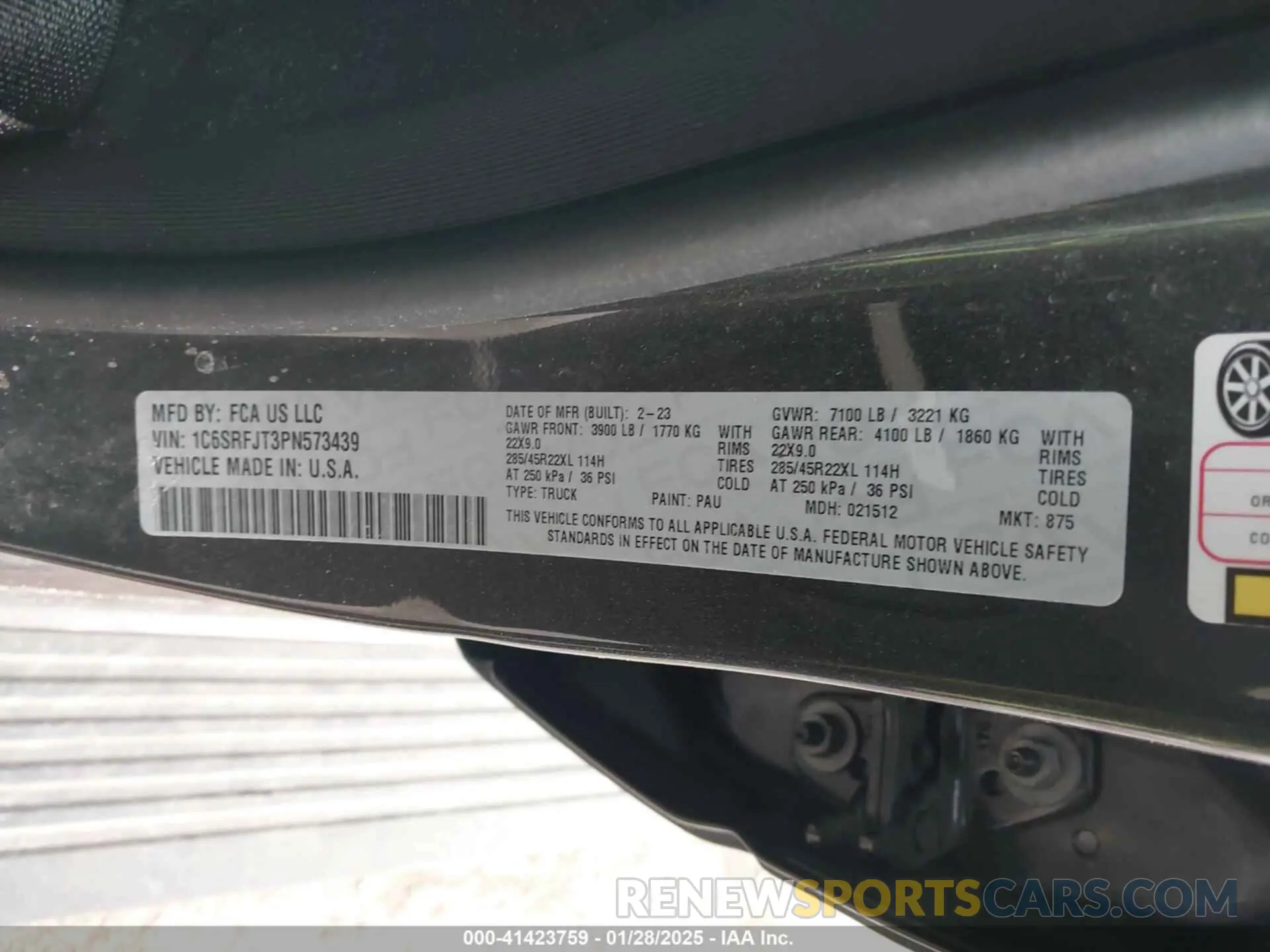 9 fotografías del automóvil dañado 1C6SRFJT3PN573439 RAM 1500 2023