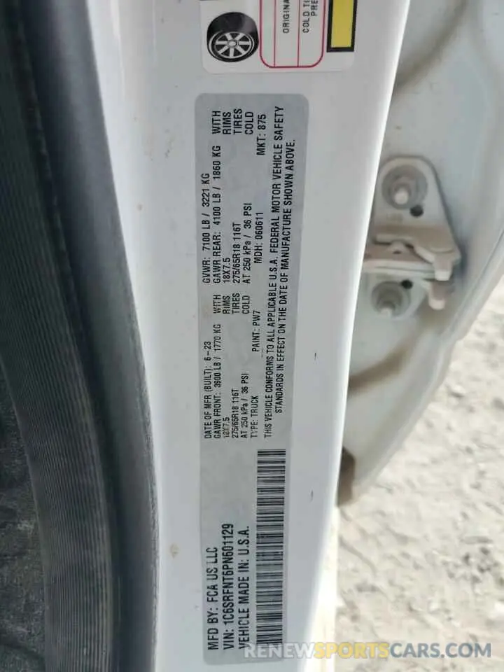 12 fotografías del automóvil dañado 1C6SRFNT6PN601129 RAM 1500 2023