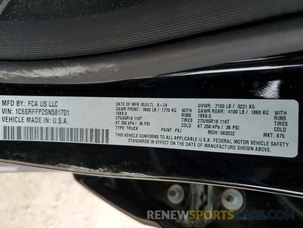 13 fotografías del automóvil dañado 1C6SRFFP2SN581701 RAM 1500 2025