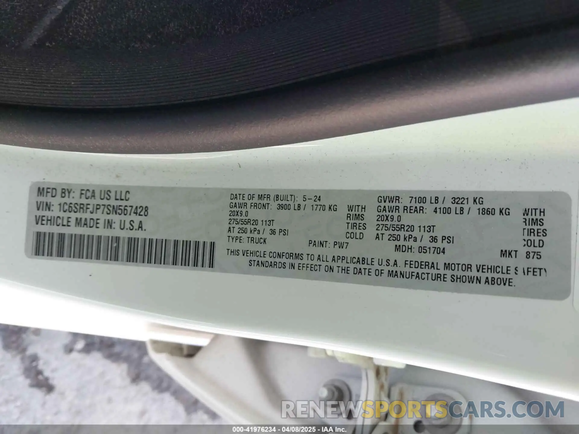 9 fotografías del automóvil dañado 1C6SRFJP7SN567428 RAM 1500 2025