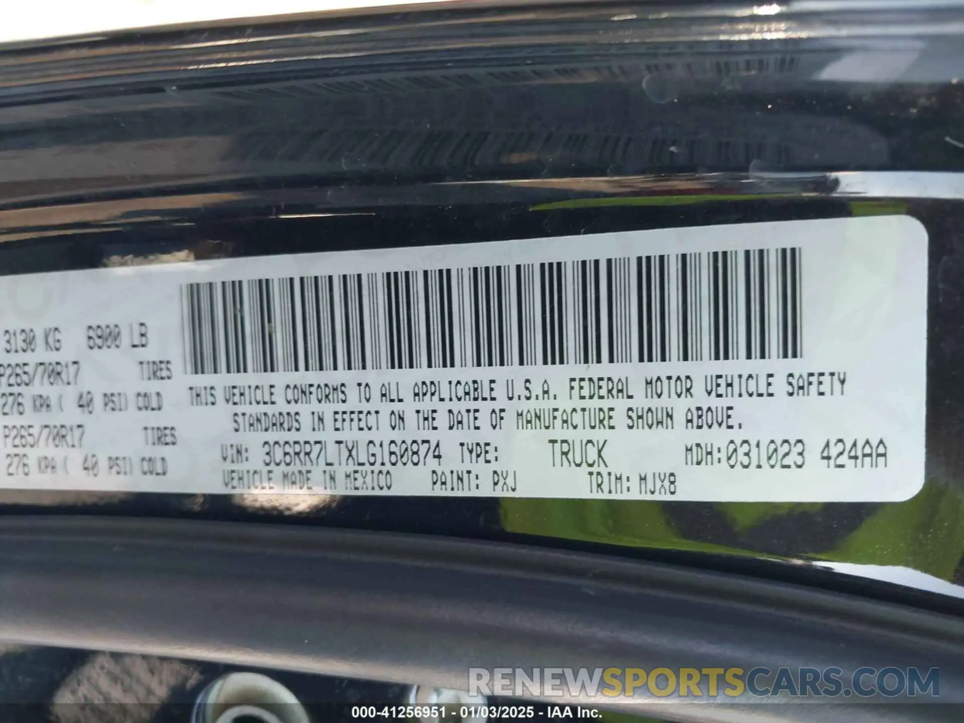 9 fotografías del automóvil dañado 3C6RR7LTXLG160874 RAM 1500 CLASSIC 2020