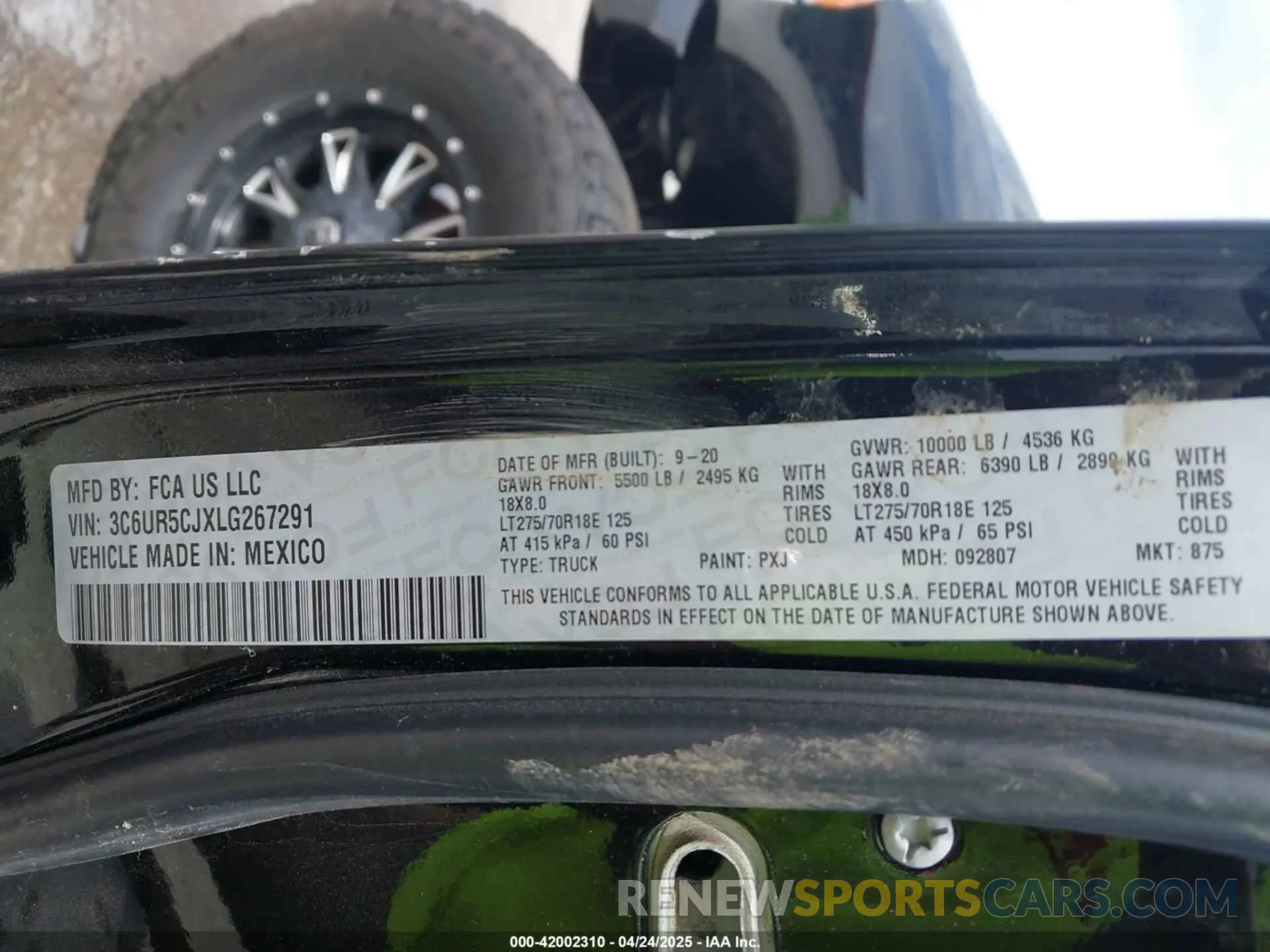 9 fotografías del automóvil dañado 3C6UR5CJXLG267291 RAM 2500 2020