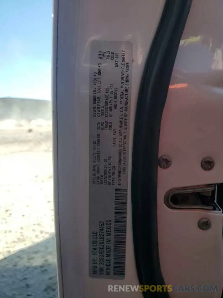 13 fotografías del automóvil dañado 3C6UR5CJXLG274452 RAM 2500 2020