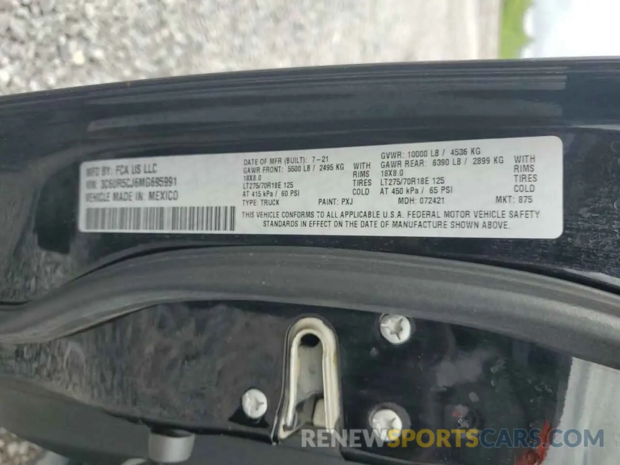 12 fotografías del automóvil dañado 3C6UR5CJ6MG695991 RAM 2500 2021